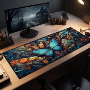 Blue Butterfly Monarchs And Wildflowers Desk Mat