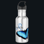 Blue Butterfly Monogram 532 Ml Water Bottle<br><div class="desc">This beautiful water bottle,  design featuring a striking blue butterfly,  with initial and name,  would make the perfect gift for school lunches,  Matching lunch box available too!</div>