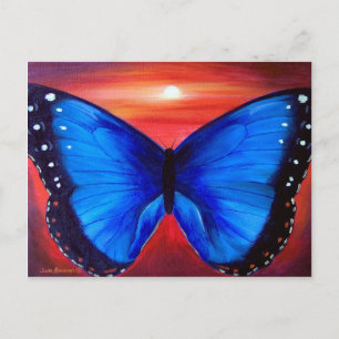 Blue Butterfly Morph Sunset - Multi Postcard