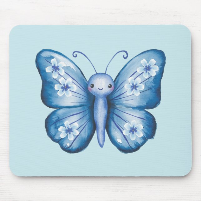 Blue Butterfly Mouse Pad (Front)