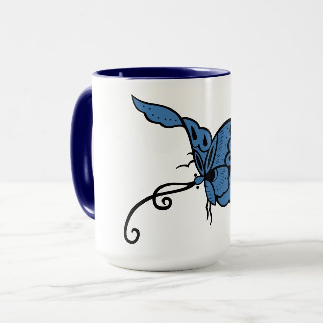 Blue Butterfly Mug (Front Left)