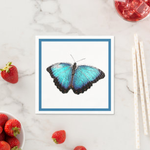 Blue Butterfly Nature Art, Fine Photo Illustration Napkin