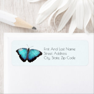Blue Butterfly Nature Art, Fine Photo Illustration Return Address Label
