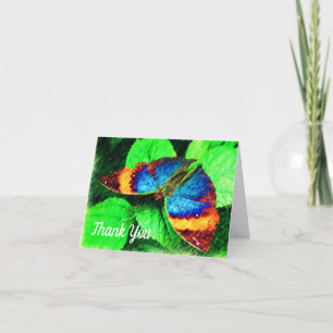 Blue Butterfly Nature Art Thank You Card