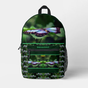 Blue Butterfly Nature Personalised Printed Backpack