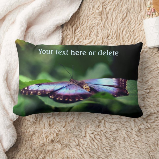 Blue Butterfly Nature Personalized Lumbar Cushion (Blanket)