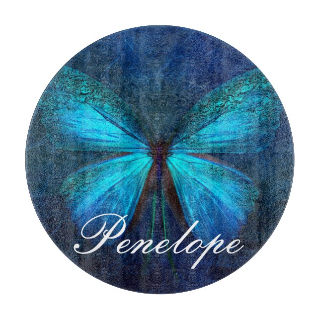 Blue Butterfly of Joy & Luck Cutting Board (Front)