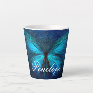 Blue Butterfly of Joy & Luck Latte Mug