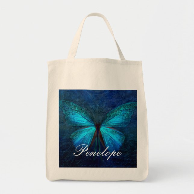 Blue Butterfly of Joy & Luck Tote Bag (Front)