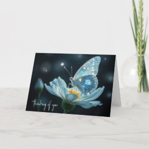 Blue Butterfly On A Moonflower Thinking of You Card