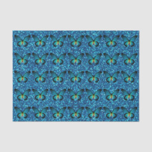 Blue Butterfly On Blue Glitter Tissue Paper