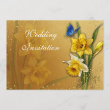 Blue Butterfly on Daffodils Invitation Card