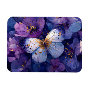 Blue Butterfly on Purple Flowers Magnet