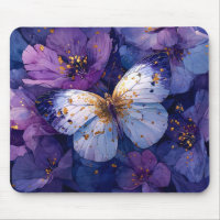 Blue Butterfly on Purple Flowers