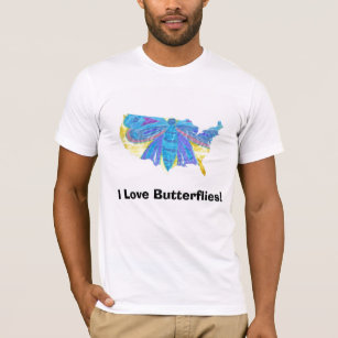 Blue Butterfly on Yellow T-Shirt