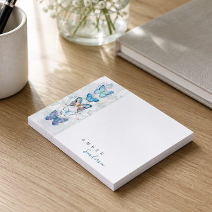 Blue Butterfly Panel Personalised Post-it Notes