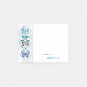 Blue Butterfly Panel Personalized Post-it Notes