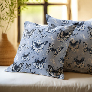 Blue Butterfly Pattern Cushion