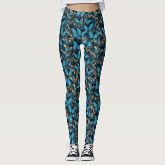 Blue Butterfly Pattern Leggings