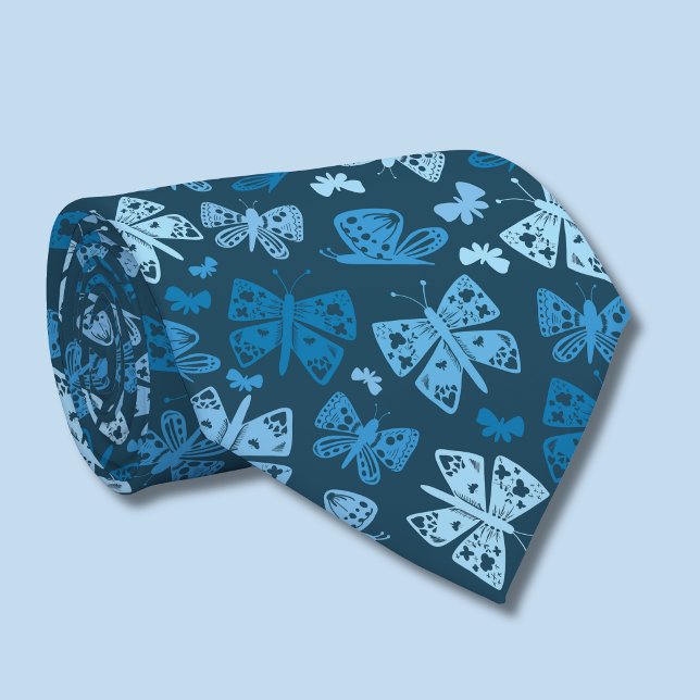 Blue butterfly pattern tie (Blue butterfly pattern tie)