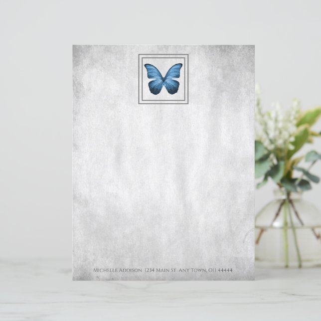 Blue Butterfly Personalised Paper Sheet (Standing Front)