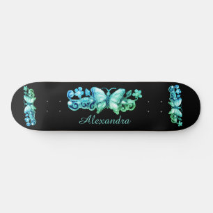 Blue Butterfly Personalized Skateboard