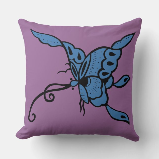 Blue Butterfly Pillow (Front)