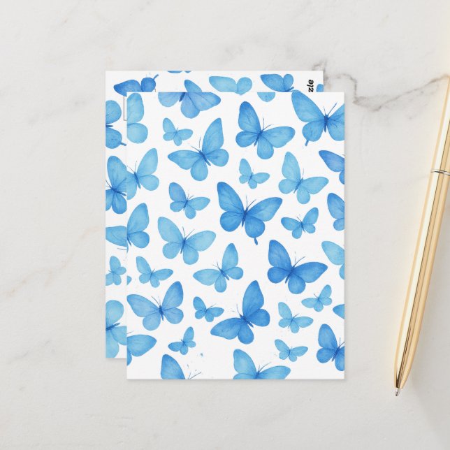 Blue Butterfly Postcard (Front/Back In Situ)