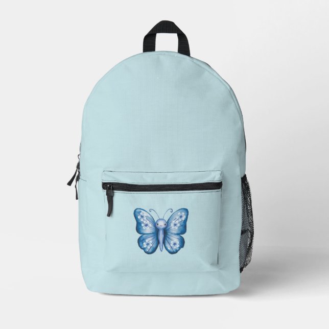 Blue Butterfly Printed Backpack (Front)