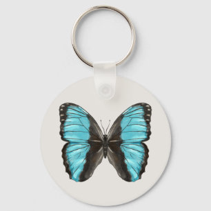 Blue Butterfly QR Code Key Ring