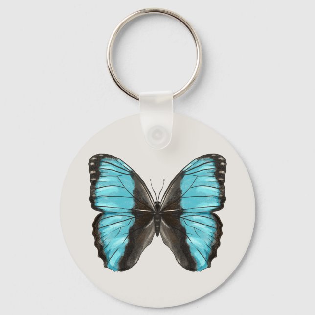 Blue Butterfly QR Code Key Ring (Front)