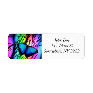 Blue Butterfly Rainbow Return Address Label