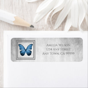 Blue Butterfly Return Address Label