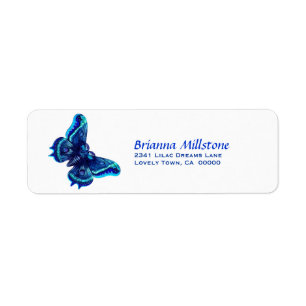 Blue Butterfly Return Address Label