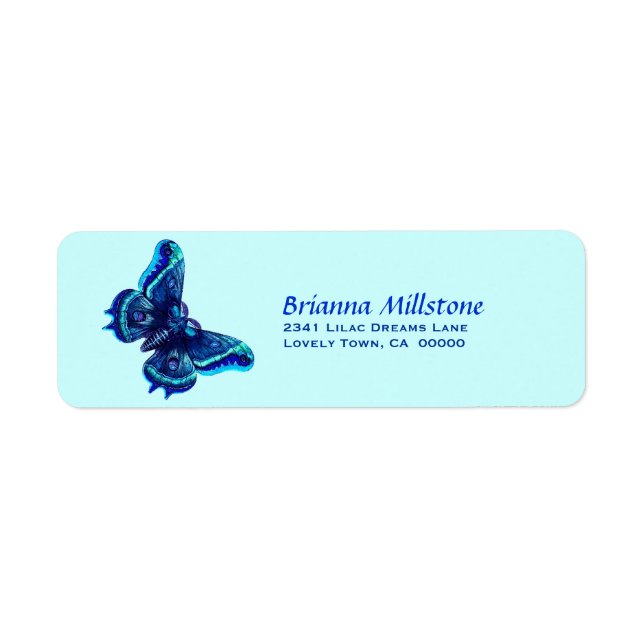 Blue Butterfly Return Address Label (Front)