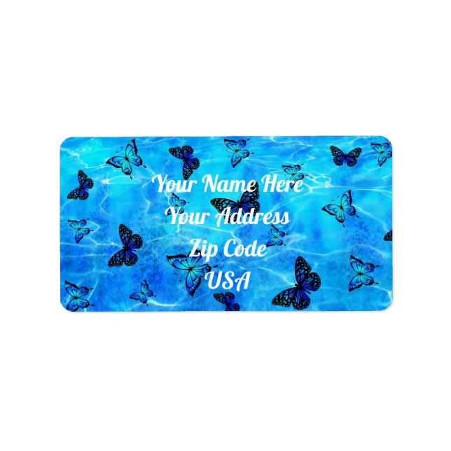 Blue Butterfly Return Address Labels (Front)