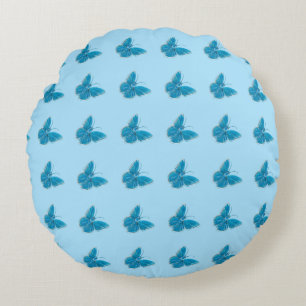 Blue Butterfly  Round Cushion
