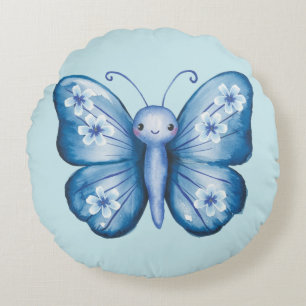 Blue Butterfly Round Cushion