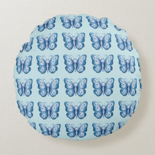 Blue Butterfly Round Cushion