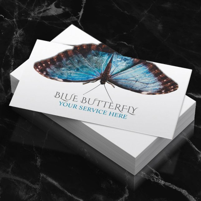 Blue Butterfly Salon & Spa Elegant Business Card (Creator Uploaded)