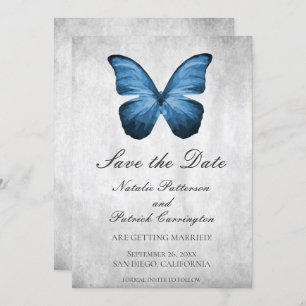 Blue Butterfly Save the Date Invite