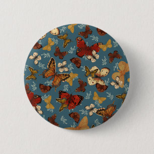 blue Butterfly seamless pattern 6 Cm Round Badge