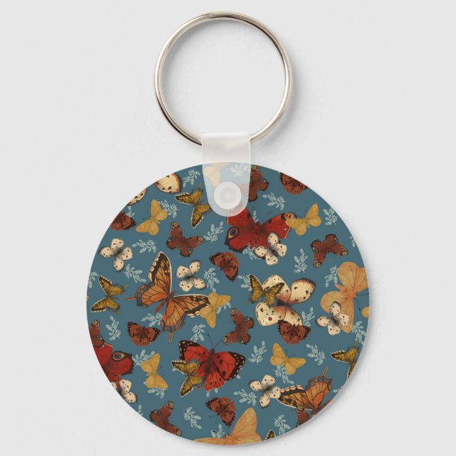 blue Butterfly seamless pattern Key Ring (Front)