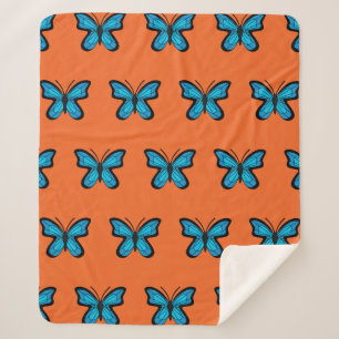 Blue Butterfly Sherpa Blanket