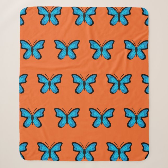 Blue Butterfly Sherpa Blanket (Front)