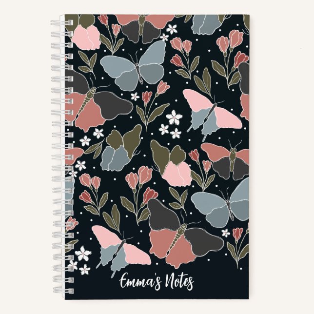 Blue butterfly spiral notebook | Cute journal (Front)