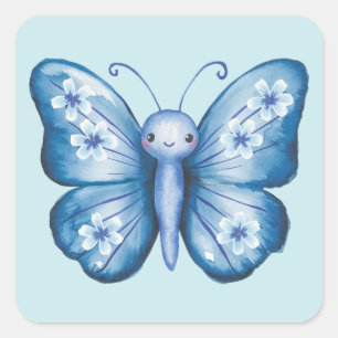 Blue Butterfly Square Sticker