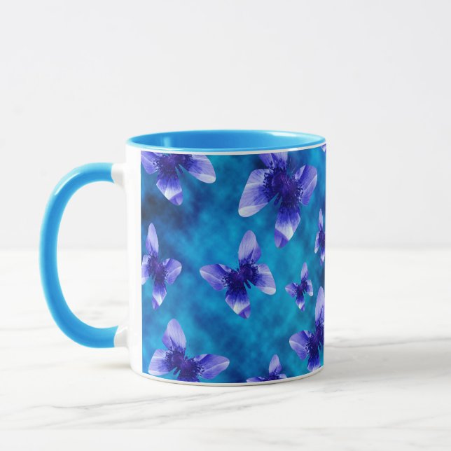 Blue Butterfly Summer, Blue Combo Mug (Left)