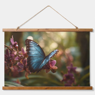 Blue Butterfly Sunlit Bloom Garden Wall Art