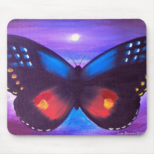 Blue Butterfly Sunset Painting - Multi Mouse Pad (Front)